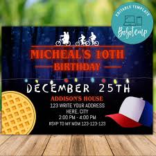 Fun invitations to get the guests ready for stranger things… cool decorations to create a totally awesome atmosphere. Printable Stranger Things Invitation Template Instant Download Bobotemp