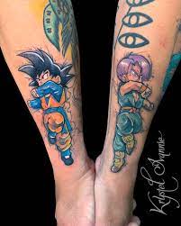 It was poorly written, shoved in boring characters while ignoring fan favorites this tattoo is clever and creative, as it shows the two halves of gotenks, trunks and goten, performing fusion. Tattoo Uploaded By Krystel Ivannie Goten And Trunks Dragonballz Dragonballztattoo Krystelivannie Fusion Goten Trunks Watercolortattoo 1228493 Tattoodo