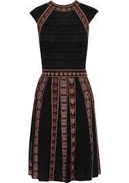 Woman Jacquard Knit Trimmed Crochet Knit Dress Black 80 Off Maxi Knit Dress Crochet Knit Dress Knit Mini Dress