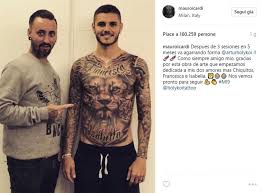 Inter milan striker mauro icardi unveils new lion tattoo. Icardi Su Instagram Con Il Maxi Tattoo Per Le Figlie E Un Leone Con I Cuccioli La Repubblica