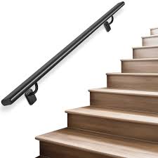 Industrial Stair Railing Metal Hand Rails for Indoor & Outdoor Steps Wall  Mount Hand Rails for Indoor Stairs 1.25" Pipe Stair Handrail for Steps  Aluminum Staircase Handrail Hand Railing 6ft