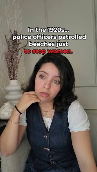 In the 1920s... police officers patrolled beaches just to stop women., In the 1920s, police officers patrolled beaches with measuring tapes to enforce strict swimsuit laws. Women could be fined—or ...