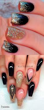 Matte Black And Gold Glitter Nails The Most Beautiful Black Winter Nails Ideas Stylish Belles Gold Sparkle Nails Gold Nails Gold Glitter Nails