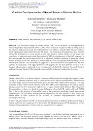 Sebagai peneraju dunia r&d dalam. Pdf Chemical Depolymerisation Of Natural Rubber In Biphasic Medium