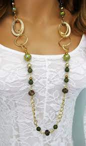 Green Beaded Necklace Long Beaded Necklace Beaded Necklaces Etsy Long Beaded Necklace Beaded Necklace Long Necklace