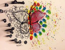 Sketch Butterfly Half Black And White And Half Coloured Pen And Acrylic Colours Acrylic Colors Artwork Butterfly