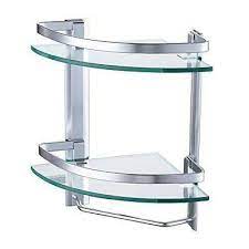 Maybe you would like to learn more about one of these? Kes Aluminum Bathroom 2 Tier Glass Corner Shelf With Towel Bar Wall Mounted Ebay