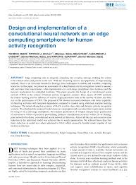Pdf Design And Implementation Of A Convolutional Neural Network On An Edge Computing Smartphone For Human Activity Recognition