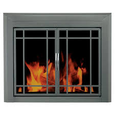 Pleasant Hearth Edinburg Medium Glass Fireplace Doors Ed 5411 The Home Depot Fireplace Glass Doors Fireplace Doors Glass Fireplace