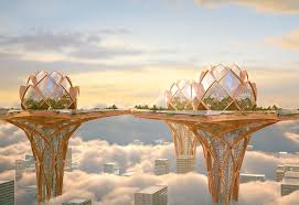 City In The Sky Futuristic Flower Towers Soar Above Modern Me Futuristic City City Sky Futuristic Architecture