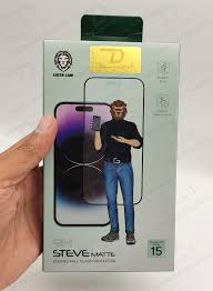 گلس شیشه ای مات IPhone 15 Pro Max مارک Green Lion مدل 9H Steve Matte