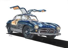 Of those only 1 400 were coupes. Mercedes Benz 300 Sl Gullwing Drawing By Tomasz Boguslawski