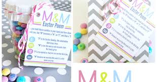 As you hold these candies in your hand and turn them, you will see the 'm' becomes a 'w', an 'e', and then a '3'. M M Easter Poem Printable