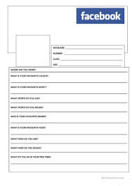 Ich brauche eine vorlage für ein handout in word. English Esl Facebook Worksheets Most Downloaded 27 Results