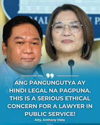 ABOGADO, SINABING 'ETHICAL CONCERN' ANG PANGLALAIT NI ATTY. CASTRO KAY VP  SARA Naniniwala ang abogado na si Atty. Anthony Ludalvi Vista na isang  seryosong paglabag sa ethics ng mga abogado ang ginawang