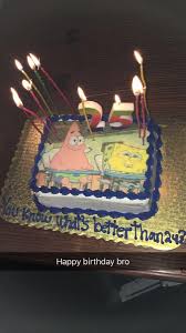 I can't see my forehead!note sometimes. Spongebob Fans Are Loving The Birthday Cake A Girl Got Her Brother