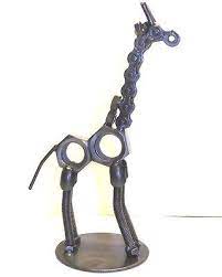 Hand Crafted Recycled Metal Giraffe Art Sculpture Figurine Metal Art Sculpture Recycled Metal Art Metal Sculpture