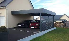 Carport Aluminium Preau Abri A Deux Voitures Adosse A Un Mur De Maison A Carport Designs Carport Garage Car Porch Design