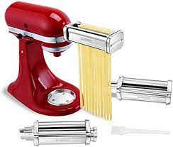 Kitchenaid pasta roller & cutter set. Geesta 3 Piece Pasta Roller And Cutter Attachment Set For Kitchenaid Mixer Washable Stainless Steel Sheet Roller Spaghetti Fettuccine Cutter Cleaning Brush 8 Thicknesses Adjustable Amazon De Home Kitchen