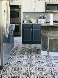 Ceramic, porcelain and natural stone, like marble, slate, travertine and granite, are all great at giving your kitchen floors timeless style. Insanely Gorgeous Kitchens With Tile Floor Stencils Diy Renovation Royal Design Studio Stencils
