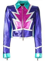 Shop Dsquared2 Glam Panelled Leather Jacket Leather Jackets Women Purple Leather Jacket Designer Leather Jackets