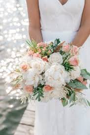 White And Peach Wedding Bouquet Idea Peonies And Roses With Greenery Ryan Prins Photogr Peach Wedding Flowers Wedding Bouquets Peach Wedding Flowers Bouquet