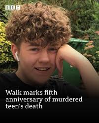The family and friends of murdered teenager Olly Stephens hold a memorial  walk