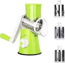 Amazon.com: Rallador giratorio de queso, cortador multifuncional de verduras, cortador de cocina, rallador de cuchillo en espiral con 3 cilindros intercambiables ultra afilados cuchillas de acero inoxidable : Hogar y Cocina