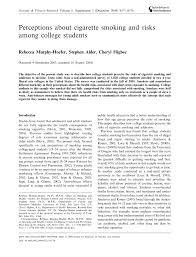 Pdf Perceptions About Cigarette Smoking And Risks Among College Students