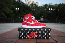 Louis Vuitton X Off White X Air Jordan 1 Customs Mens These Supreme X Louis Vuitton Custom Air Jordan 1 Are Insane In 2020 Air Jordans Louis Vuitton Supreme Louis Vuitton Shoes Sneakers
