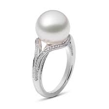 Black And White Pearl Ring Meaning Mikimoto 18kwg 10 11mm White South Sea Pearl Ring With Diamonds Jewelry Pearl Ring Pearl Necklace Online