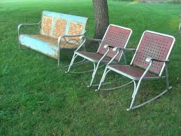 Basket Weave Slider Glider And Chairs So Vintage Vintage Metal Glider Lawn Furniture Metal Chairs