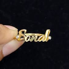 For the ring lovers out there look no further than our collection of stunning personalized rings. Custom Single Name Ring In 14k Gold And Diamonds Lr242 Abhika Jewels