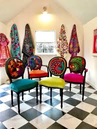 Eclectic Boho Dining Chairs In 2020 Boho Dining Chairs Boho Chair Mexican Textiles