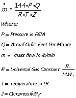 The formula for mass flow rate is given Volume And Mass Flow Calculations For Gases