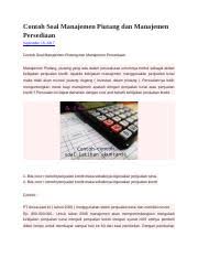 Check spelling or type a new query. Contoh Kasus Manajemen Keuangan Pengelolaan Piutang Dan Persediaan Docx Contoh Soal Manajemen Piutang Dan Manajemen Persediaan Contoh Soal Manajemen Course Hero
