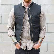 Tough Duck Quilted Lined Vest Waxed Canvas Jacket Mens Vest Casual Canvas Jacket