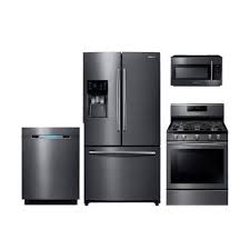Samsung now offers refrigerators, ranges, dishwashers and microwaves in black stainless steel. Package Samsung Black Stainless Steel 4 Piece Kitchen Appliance Package Wit Kitchen Appliance Packages Black Stainless Steel Kitchen Samsung Kitchen Appliances
