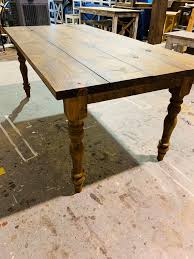 7ft Rustic Farmhouse Table With Turned Legs Provincial Brown Etsy In 2020 Wooden Dining Tables Rustic Farmhouse Table Dining Table In Kitchen