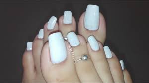 White Nail Polish On My Natural Long Toe Nails Pedicure Tutorial Rose Pearl Youtube
