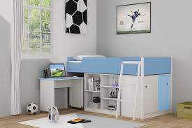 Stamford high sleeper cabin bed with mirror, desk, wardrobe and drawers in white. Vivan Interio Mini Pink Wood Loft Bunk Bed Set With Table Desk Bedroom Furniture Wooden Kids Bunk Bed Vivaninterio