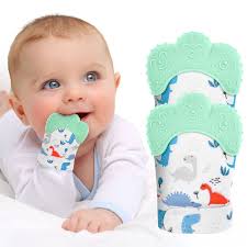 Amazon.com : 2Pack Silicone Teething Mitt, Soothing Infant Teething Mitten  Pain Relief, Prevent Scratches Glove, Safe Silicone Teething Toys for 0-12  Months : Baby