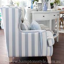 Some people don't appreciate the effect that great pieces of furniture can have on the overall appearance of your home, or its ability to turn a decent looking home into a great looking one. Our Azurest Striped Armchair Brings The Hamptons To Your Home Shop Sanctuary Cove Hamptons Style Living Room Beach House Living Room Hampton Furniture
