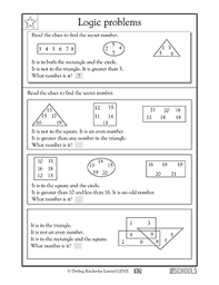 Printable logic puzzles for kids. Logic Problems 3rd Grade 4th Grade Math Worksheet Greatschools