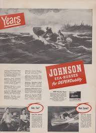 2 Page 1948 Johnson Outboard Motor Ad Boating Retro
