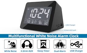The alarm noise is terrible—there are truly no good options—and having it in my room made me feel like there was always someone to text, something to look up, something to do other when i tested out the loftie clock it only had one alarm sound, which is good for all of us, even us indecisive types. Amazon Com White Noise Sleep Sound Machine Alarm Clock For Home Adults Baby Sleeping Office Privacy 8 Nature Soothing Sound Headphone Jack Dual Loud Alarm Sleep Timer Usb Charger Home Audio Theater