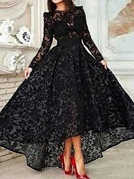 Ericdress A Line Long Sleeve Asymmetrical Lace Evening Dress Prom Dresses Long With Sleeves Lace Evening Gowns Lace Evening Dresses