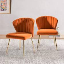 | when choosing a chair, you should focus on personal needs and design of the room. Amazon Com Accent Chair Set Of 2 Glam Velvet Side Chair With Gold Metal Legs For Bedroom Beauty Room Dining Room Orange Chairs