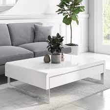 Dedicated for indoor use only. White Gloss Curved Coffee Table With Drawer Tiffany Furniture123