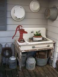 outdoor sinks, vintage sink, potting bench
